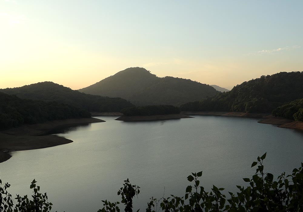 siruvani water falls near alandurai, wide angle